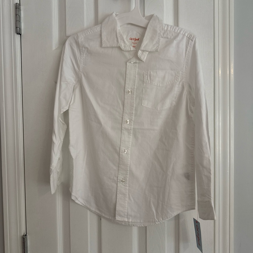 New with tags | Boys Cat & Jack White Long Sleeve Button-Up Shirt Medium 8/10